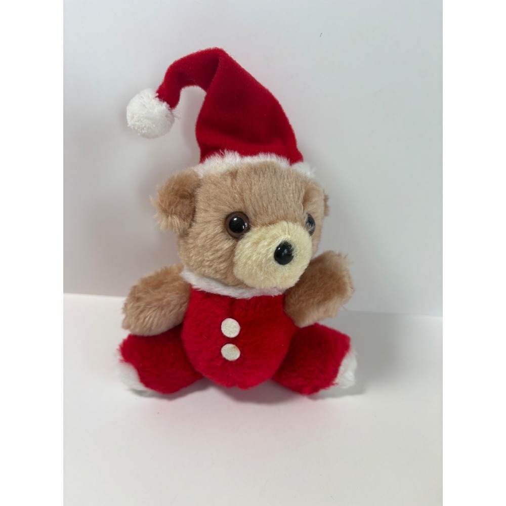 Vintage 1978 Russ Berrie Jolly Teddy Bear Santa Suit Plush Christmas Toy